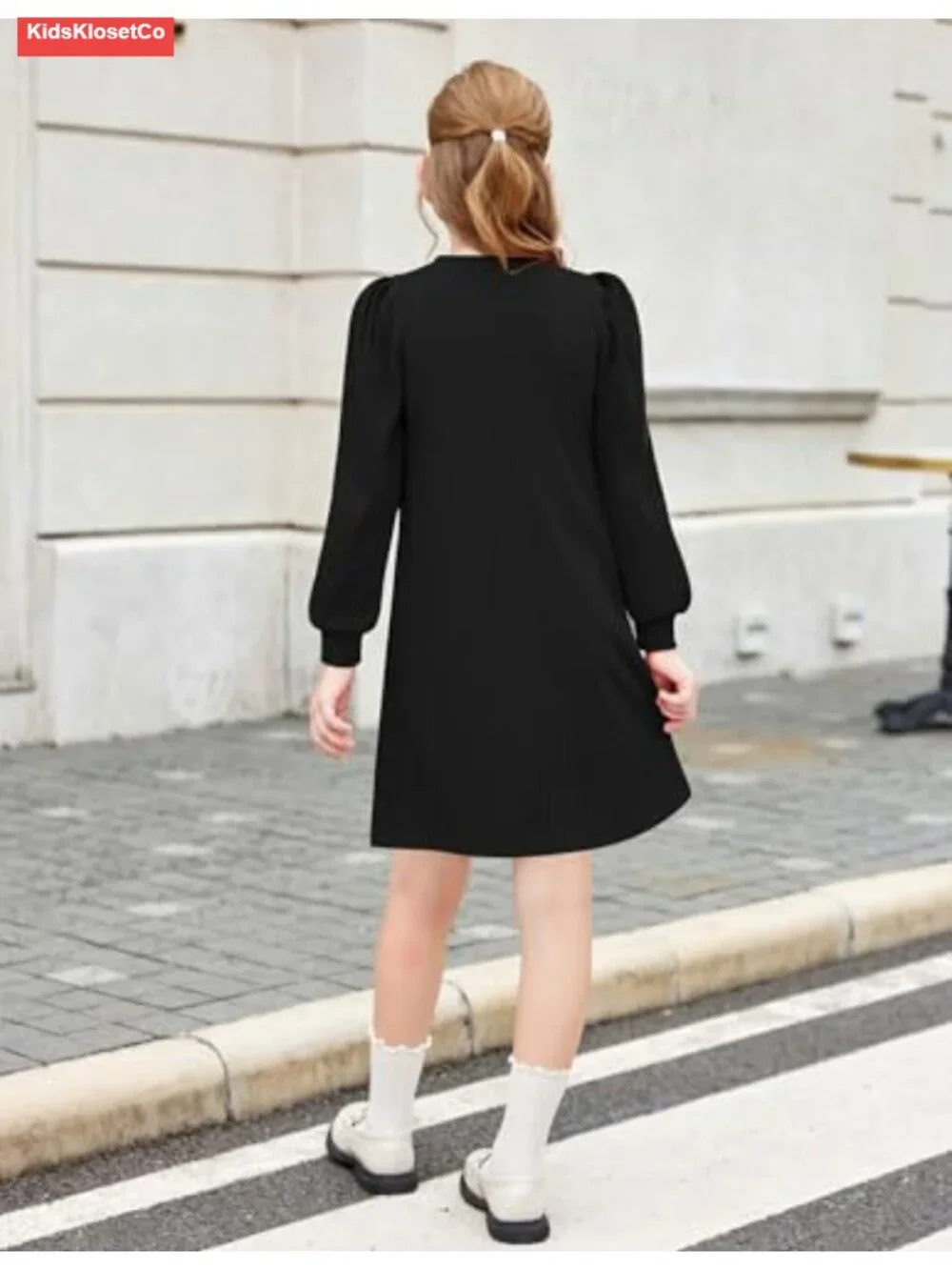 Girls Sweater Dress Winter Knit Puff Long Sleeve Pullover
